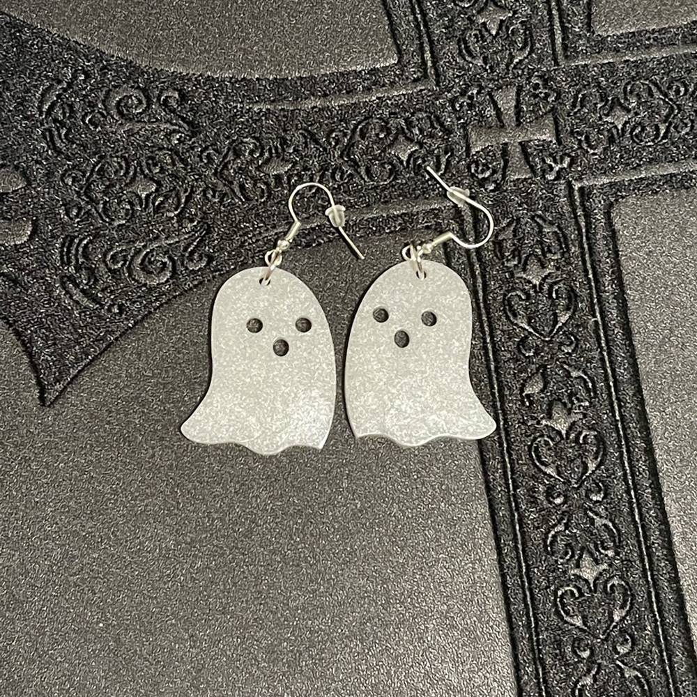 Pearl white ghost ear dangles!